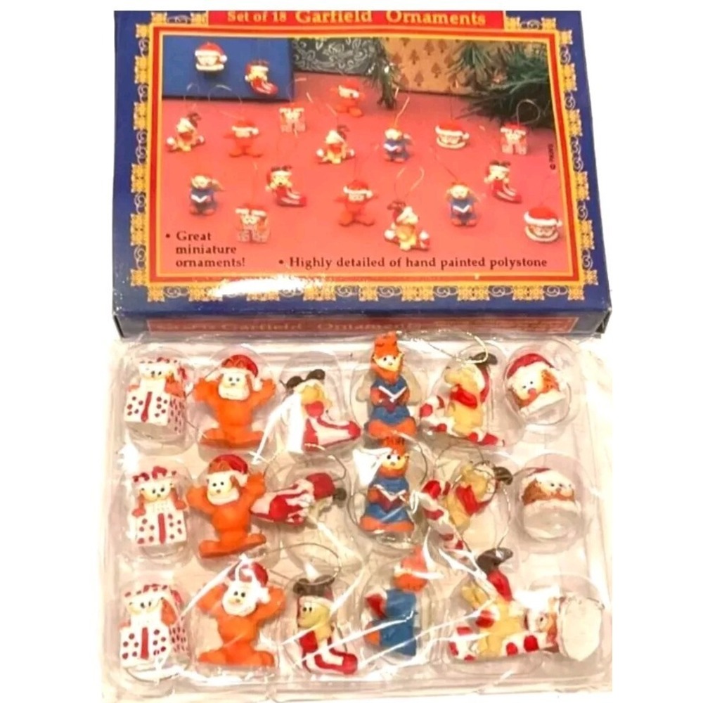 Vintage Mini Garfield And Odie Ornaments Set Of 18 Christmas Garfield The Cat